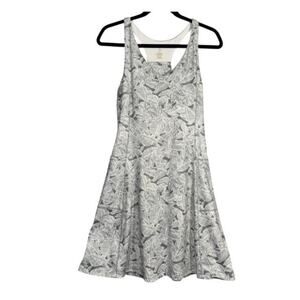 Marika Sport Racerback Dress Large Shelf Bra Athletic Grey Palm Leaf Tropical